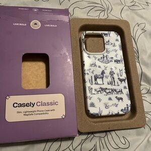 Classic White Phone Case with Blue Design